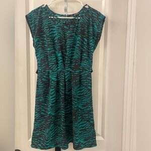 BeBop Turquoise and Black Abstract Dress Medium